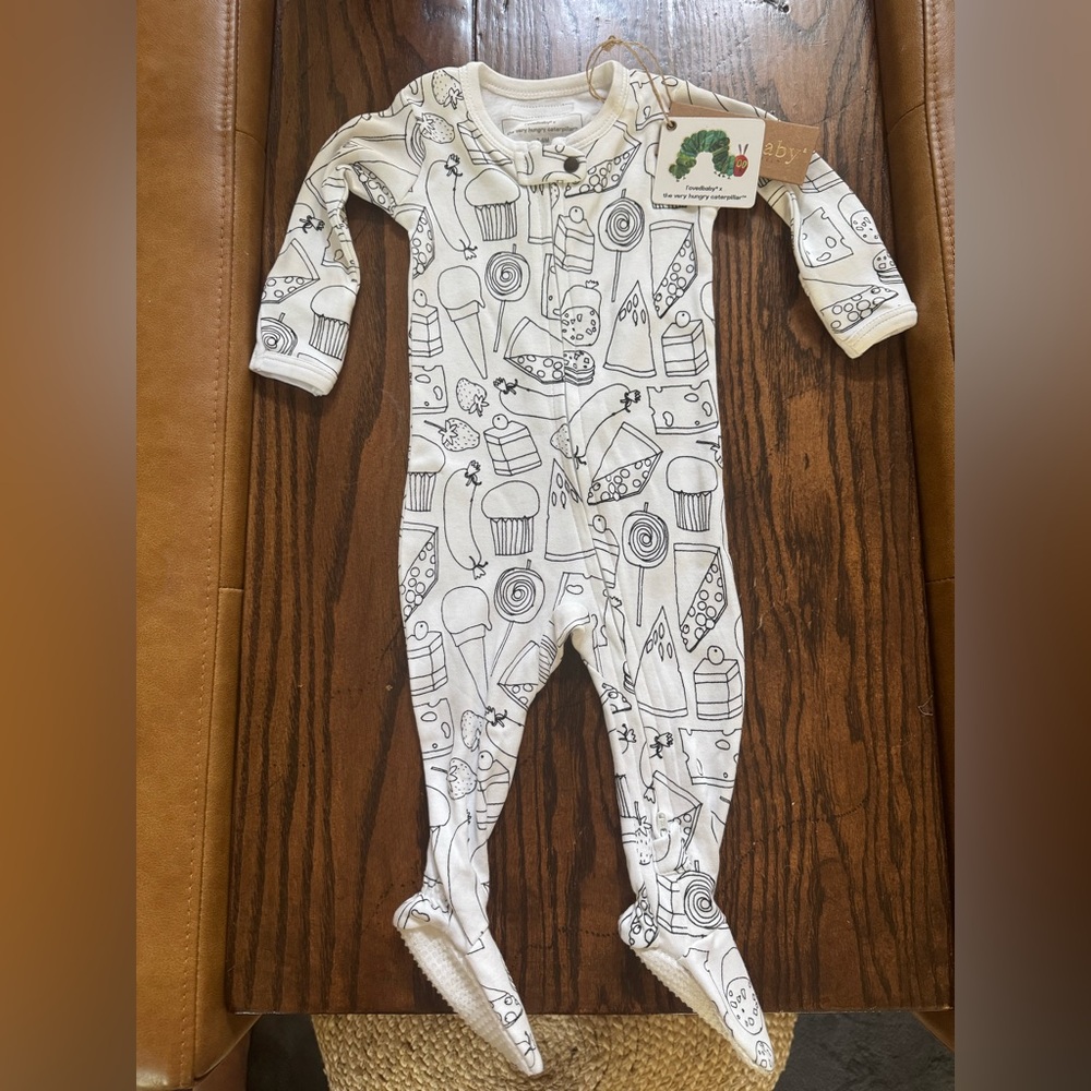 L'ovedbaby White One Piece with Food Print